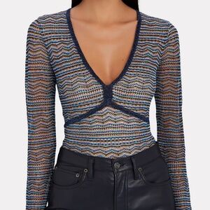 NWT INTERMIX Vaeda Multicolored Shimmering Chevron Knit Top Size S Party!